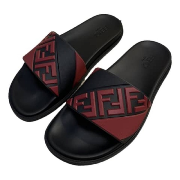 SALE!!! Fendi Mens FF monogram logo sandal flip flop slides NEW - Picture 1 of 8